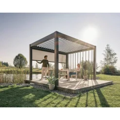 Seitenmarkise für Pergola dunkelgrau 364 x 235 cm