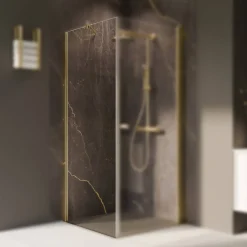 Seitenwand 'Elana 2.0' für Drehtür/Drehtür mit Festteil, links, goldfarben, 100 x 200 cm