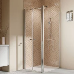 Seitenwand 'Elana 2.0' rund für Pendeltür, Anschlag rechts, alu silbermatt, Klarglas hell, 90 cm