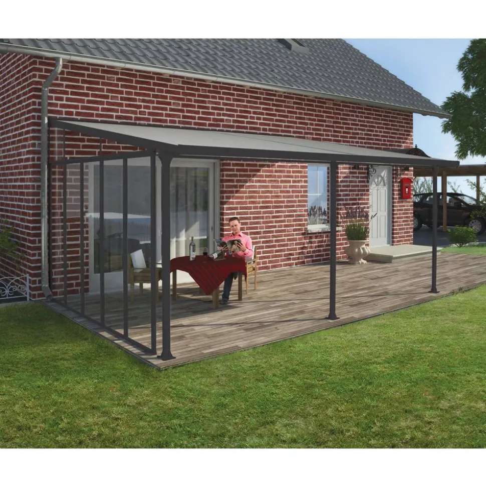 Seitenwand für Terrassenüberdachung anthrazit 319 cm Acryl klar