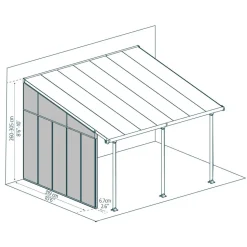 Seitenwand für Terrassenüberdachung weiß 257 cm Acryl klar