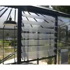 Seitliches Lamellenfenster für Gewächshaus silber 61 x 64 cm Polycarbonat