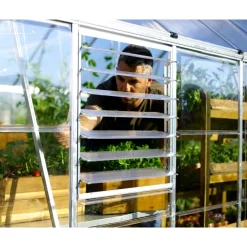 Seitliches Lamellenfenster für Gewächshaus silber 61 x 64 cm Polycarbonat