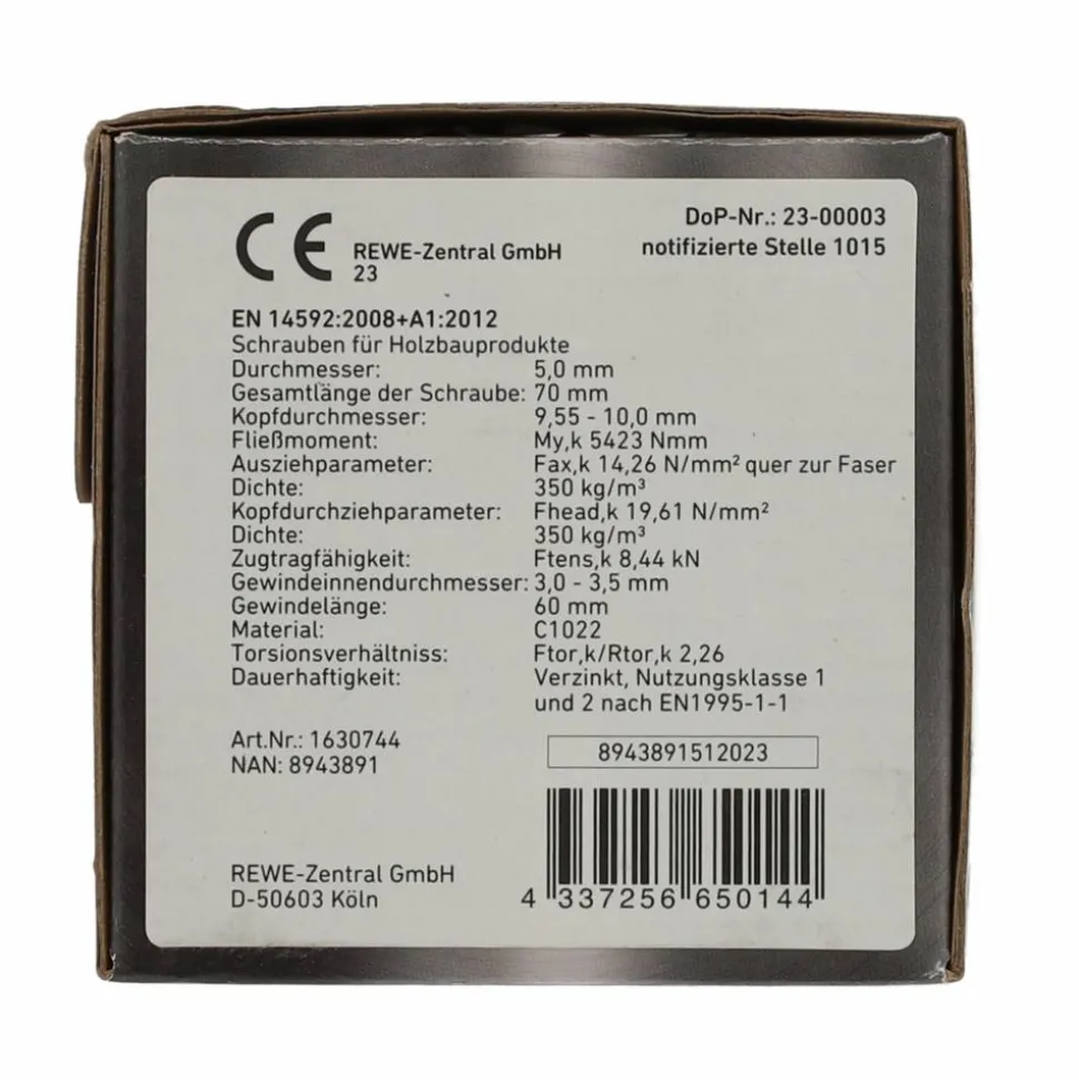 Senkkopfschraube T25 Stahl verzinkt Ø 5 x 70 mm 200 Stück