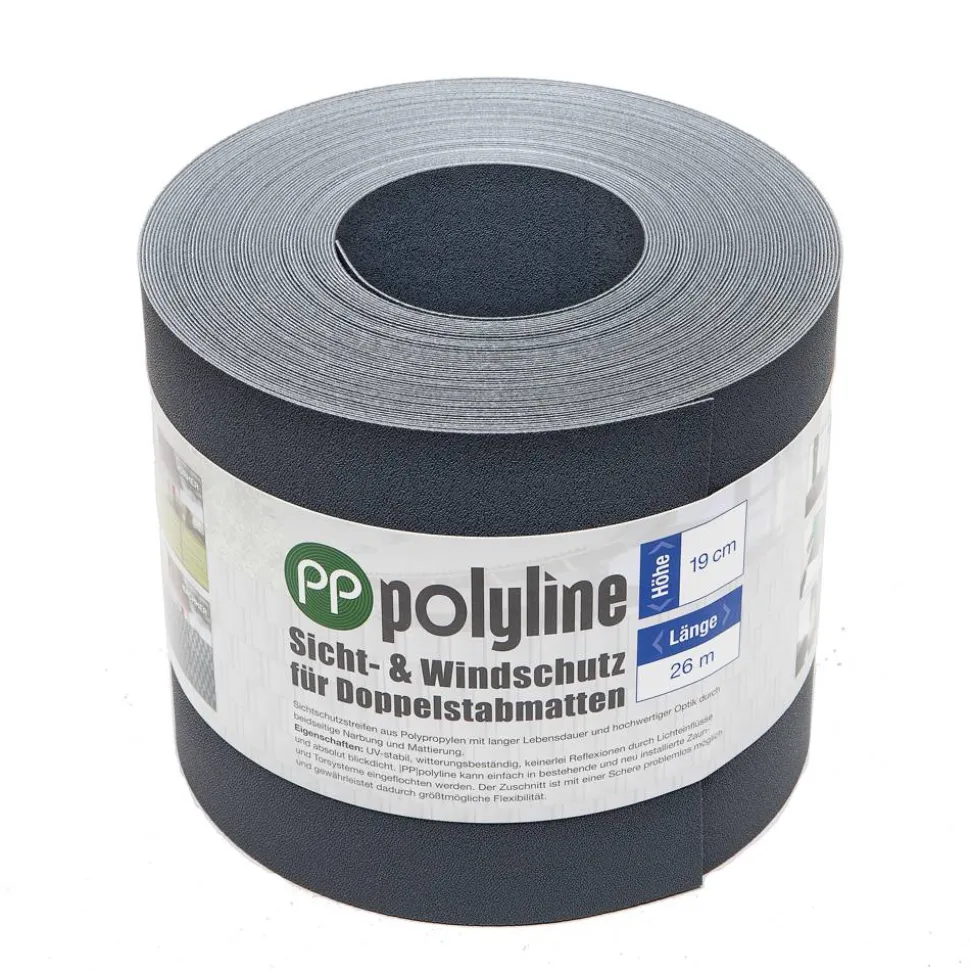 Sichtschutzstreifen 'polyline' anthrazit 19 x 2600 cm Dreierpack