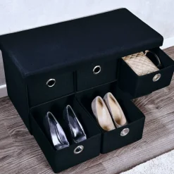 Sitzbank mit Aufbewahrungsboxen schwarz 76 x 38 x 38 cm