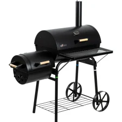 Smoker- und Holzkohlegrill 'Dakota' schwarz 122 x 132,5 x 66 cm