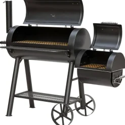 Smoker- und Holzkohlegrill 'Buffalo' schwarz 155 x 132 x 78 cm