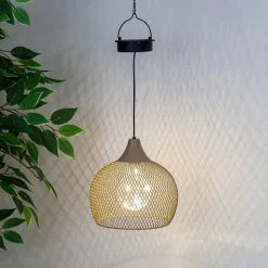 Solar Pendelleuchte Metall beige Ø 18,5 cm