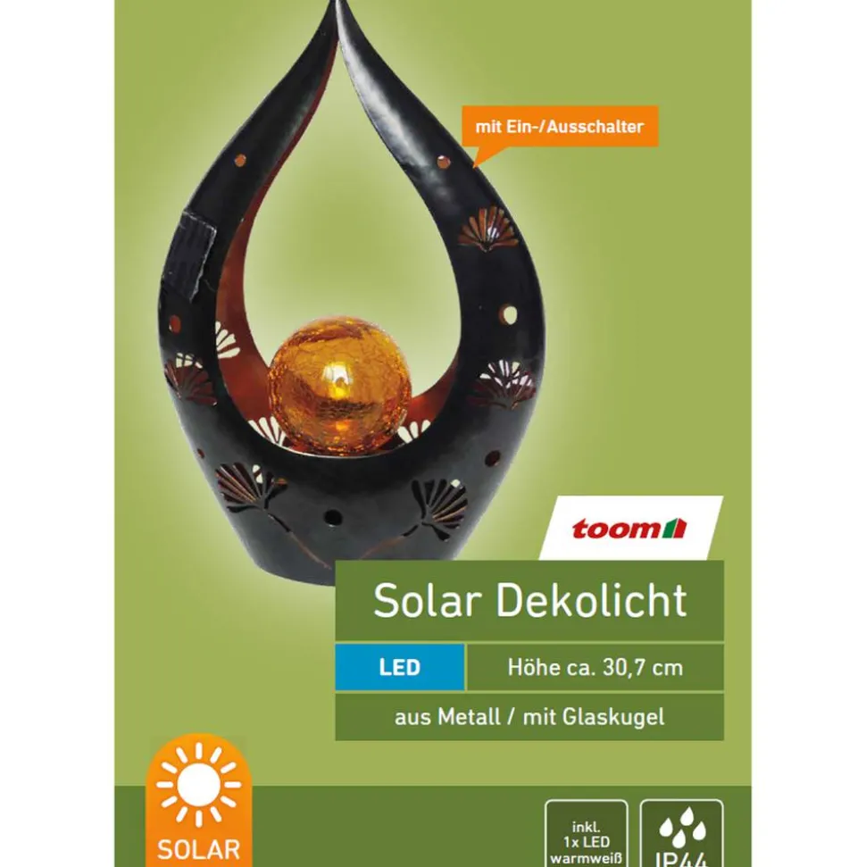 Solar-Dekoleuchte 'Blüte' anthrazit/gold 20,8 x 30,7 cm