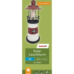Solar-Dekoleuchte 'Leuchtturm' weiß/rot 18 x 46 cm