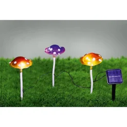 Solar-Dekoleuchte Pilze bunt 3 Stück