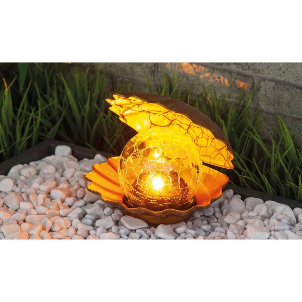 Solar-Dekolicht 'Muschel' golden 15 x 16 cm