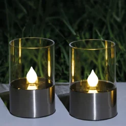 Solar-Teelichter-Set silber Ø 7 cm 2 Stk.