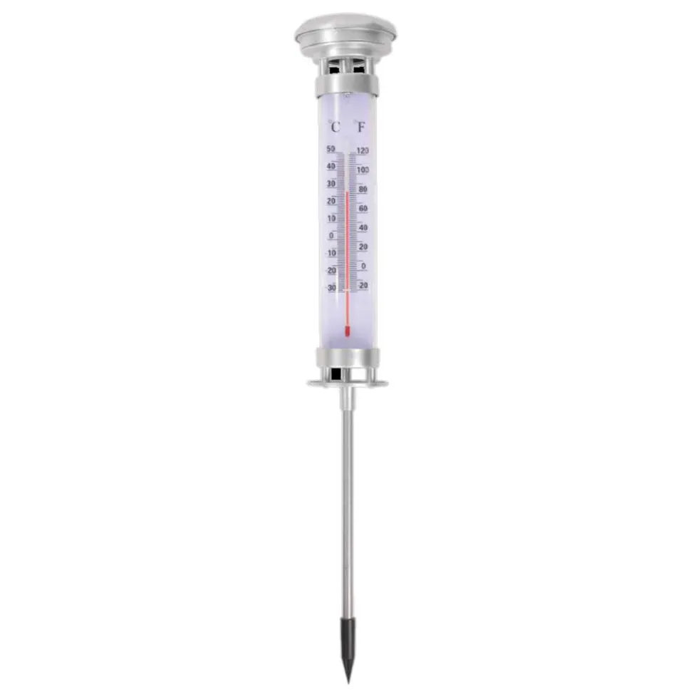 Solar-Thermometer silbern 9 x 58 cm