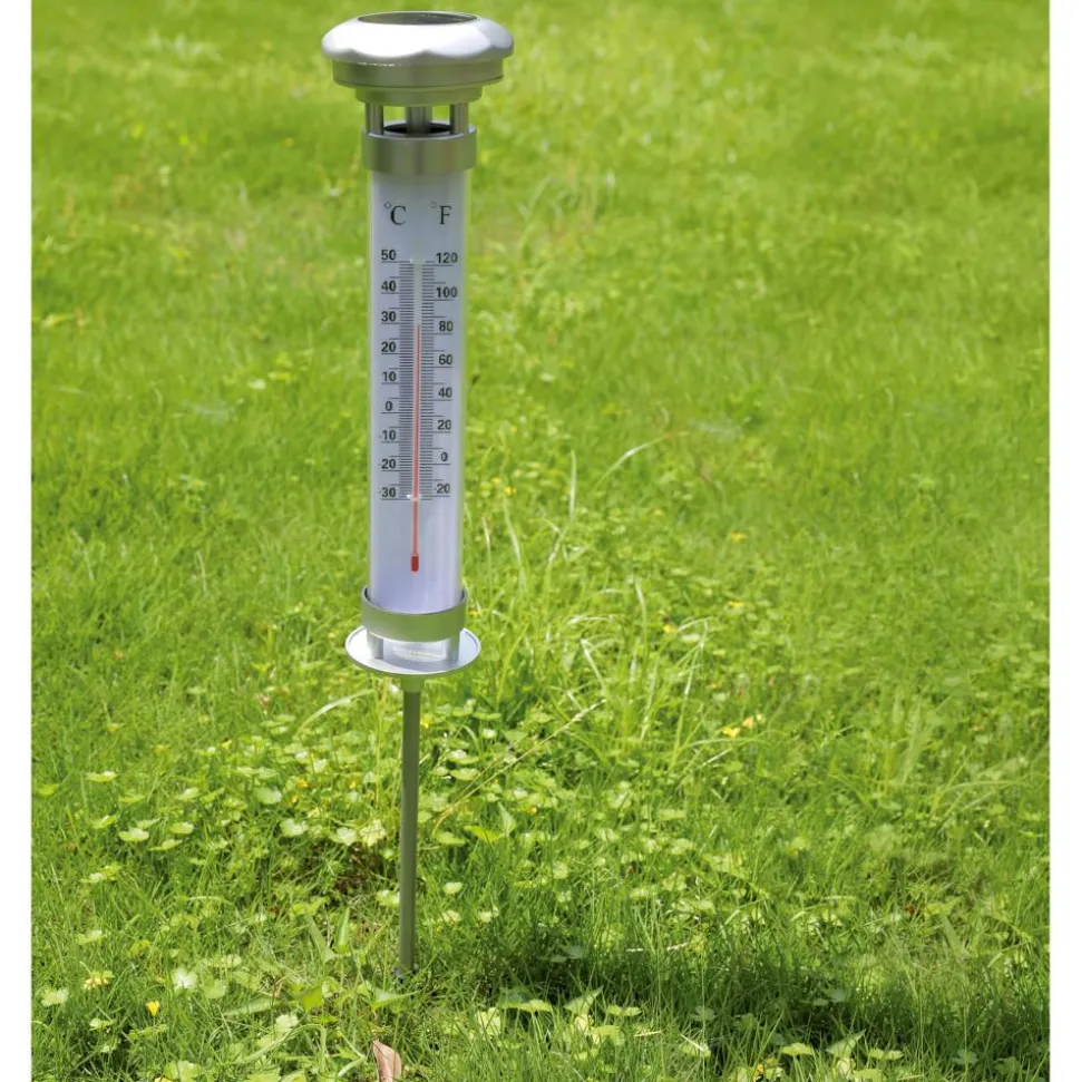 Solar-Thermometer silbern 9 x 58 cm