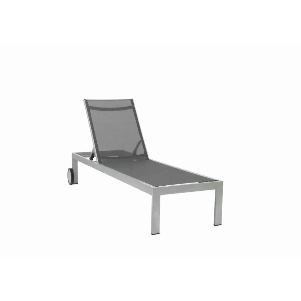 Sonnenliege 'Rimini' grau/silbern 66 x 35 x 206 cm
