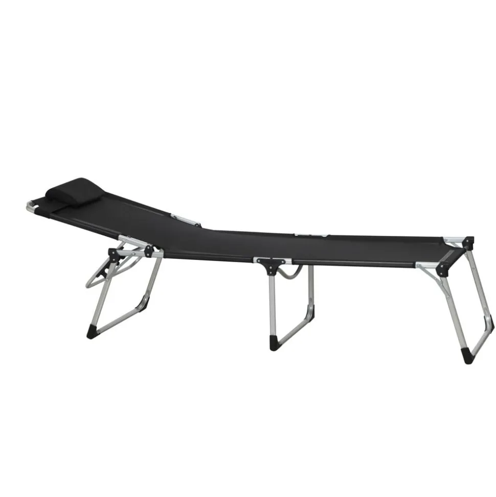 Sonnenliege 'Sole' klappbar schwarz 69,5 x 105 x 226 cm
