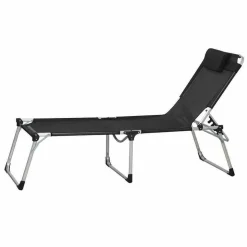 Sonnenliege 'Sole' klappbar schwarz 69,5 x 105 x 226 cm