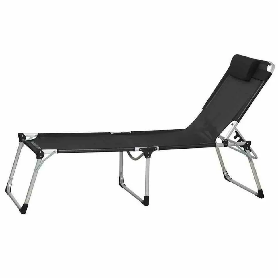 Sonnenliege 'Sole' klappbar schwarz 69,5 x 105 x 226 cm