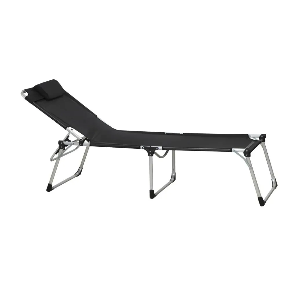 Sonnenliege 'Sole' klappbar schwarz 69,5 x 105 x 226 cm