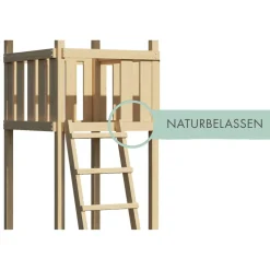 Spielturm 'Ida' naturbelassen mit Kletterwand, Rutsche blau 200 x 394 x 345 cm