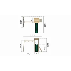 Spielturm 'Neapel' Sockelmaße 322,1 x 119,5 x 228,8 cm