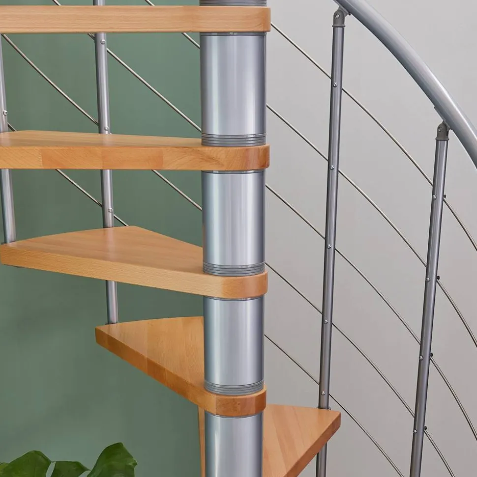 Spindeltreppe 'Oslo' grau/buche Ø 140 cm