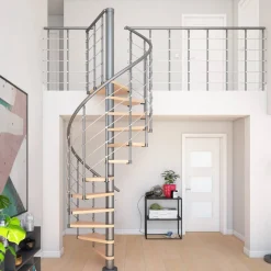 Spindeltreppe 'Oslo' grau/buche Ø 140 cm