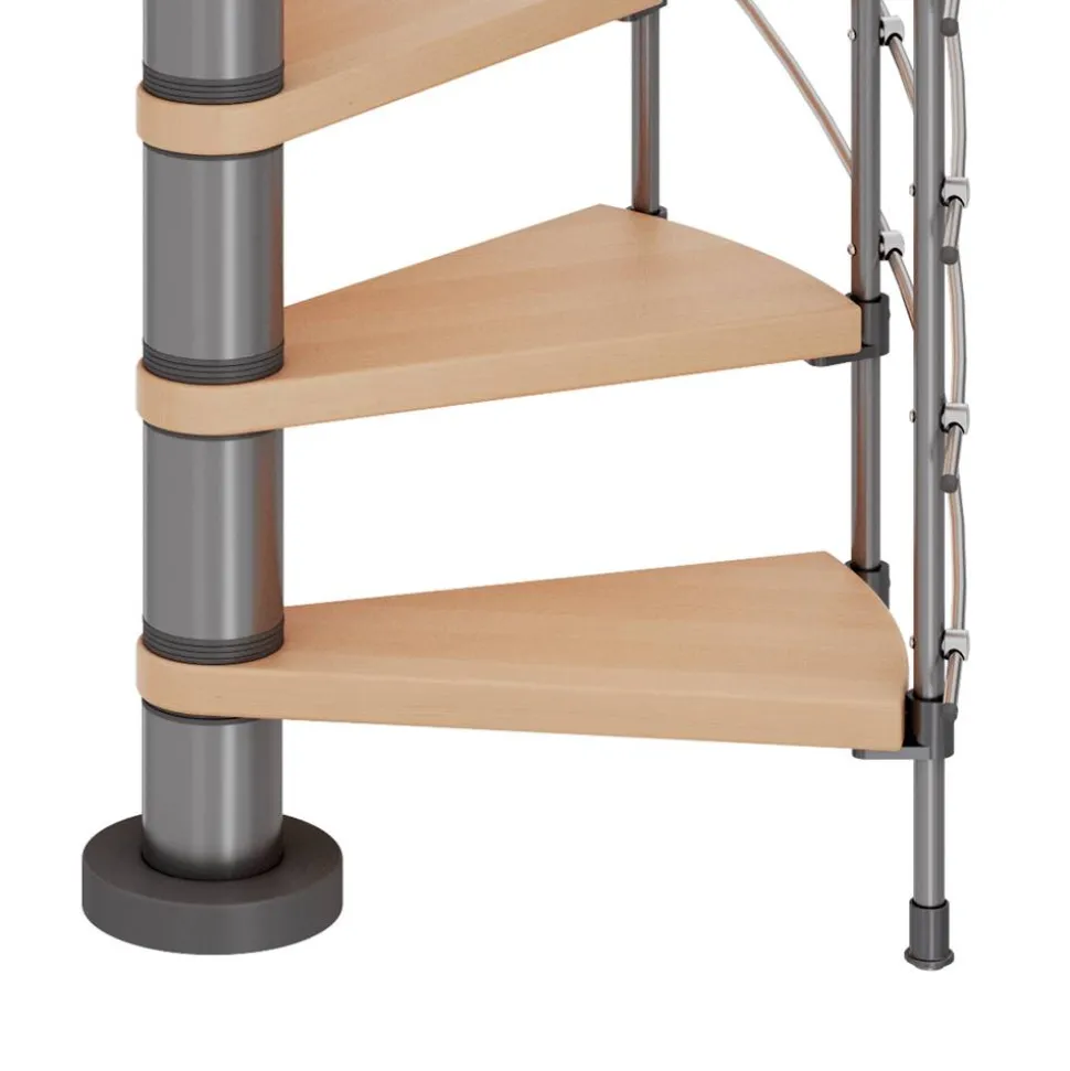 Spindeltreppe 'Oslo' grau/buche Ø 140 cm