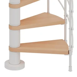 Spindeltreppe 'Oslo' weiß/buche Ø 140 cm