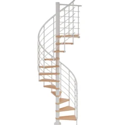 Spindeltreppe 'Oslo' weiß/buche Ø 140 cm