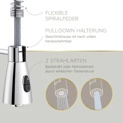 Spültischarmatur 'Kalani²' chromfarben mit Pendelbrause