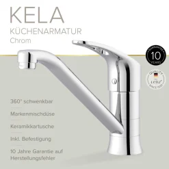 Spültischarmatur 'Kela' chromfarben 18,7 cm