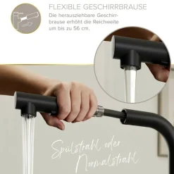 Spültischarmatur 'Olina Flex' schwarz 27,7 cm mit Geschirrbrause