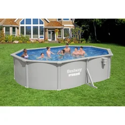 Stahlwandpool Komplett-Set 'Hydrium™' mit Sandfilteranlage oval granitgrau 500 x 366 x 122 cm