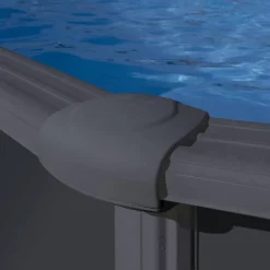 Stahlwandpool-Set 'Anthracite' oval 610 × 375 × 132 cm, mit Seitenstützen