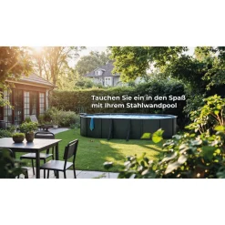 Stahlwandpool-Set 'Anthracite' oval 610 × 375 × 132 cm, mit Seitenstützen
