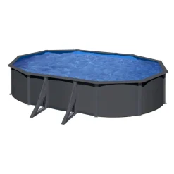Stahlwandpool-Set 'Anthracite' oval 500 × 375 × 120 cm, mit Seitenstützen