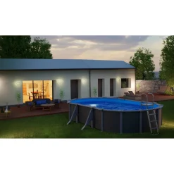 Stahlwandpool-Set 'Anthracite' oval 500 × 375 × 120 cm, mit Seitenstützen