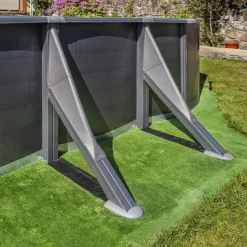 Stahlwandpool-Set 'Anthracite' oval 500 × 375 × 132 cm, mit Seitenstützen