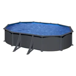 Stahlwandpool-Set 'Anthracite' oval 500 × 375 × 132 cm, mit Seitenstützen