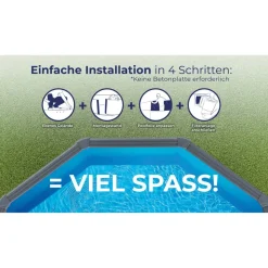 Stahlwandpool-Set 'Anthracite' oval 500 × 375 × 132 cm, mit Seitenstützen