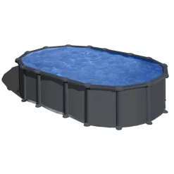 Stahlwandpool-Set 'Anthracite' oval 610 × 375 × 132 cm