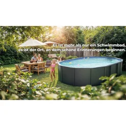 Stahlwandpool-Set 'Anthracite' oval 610 × 375 × 132 cm
