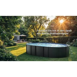 Stahlwandpool-Set 'Anthracite' oval 610 × 375 × 132 cm