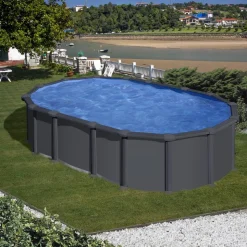 Stahlwandpool-Set 'Anthracite' oval 610 × 375 × 132 cm