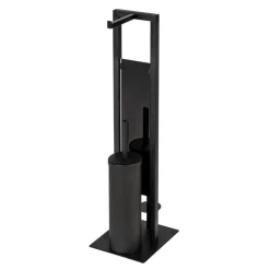 Stand WC-Garnitur 'Rivalta' schwarz Stahl gehärtetem Glas 18 x 23 x 70 cm