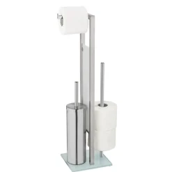 Stand WC-Garnitur 'Rivalta' 3-in-1 edelstahlfarben Standfuß aus Glas