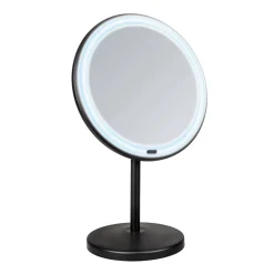 Standspiegel 'Onno' mit LED, schwarz matt Ø 20 cm, mit 5-fach Vergrößerung